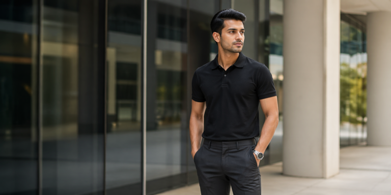 black polo shirt